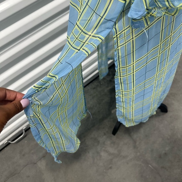 Do Everything in Love Women Soft Flared Sleeve Plaid Check Kimono Shawl Cardigan - Picture 6 of 10